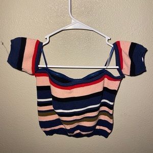 Peekaboo Shoulder Multi-Colored Tube Top